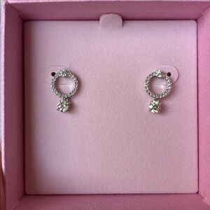 NIB Swarovski Silver Crystal Hoop Earrings